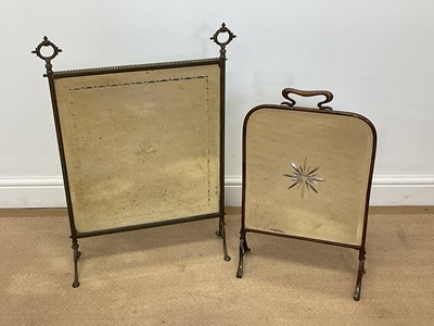 Lot 465 - Two early 20th century fire screens with brass...