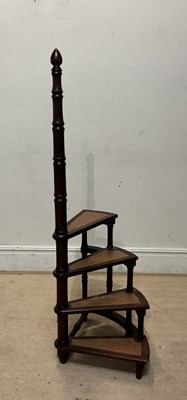 Lot 1089 - A set of reproduction mahogany library steps...