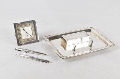 Lot 720 - A silver plated rectangular desk stand, with a...