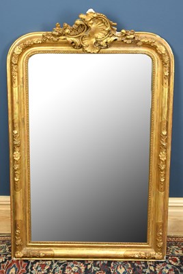 Lot 3025 - A 19th century giltwood and gesso mirror,...