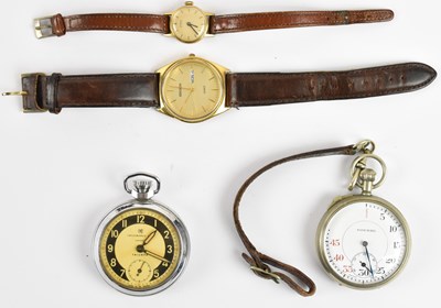 Lot 1637 - A football wind-up stopwatch in a silver...