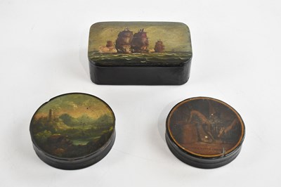 Lot 563 - Two 19th century Stobwasser type papier mache...