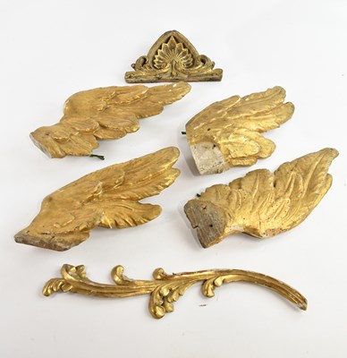 Lot 455 - Four 19th century continental carved gilt wood...