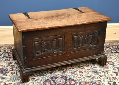 Lot 2974 - An 18th century style oak blanket chest with...
