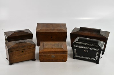 Lot 472 - A collection of six 19th century tea caddies...