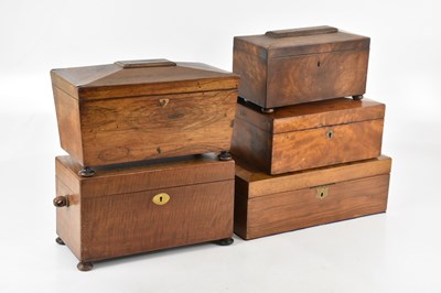 Lot 474 - A collection of five 19th century boxes and...