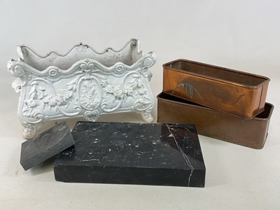 Lot 373 - An ornate cast metal garden plant trough,...