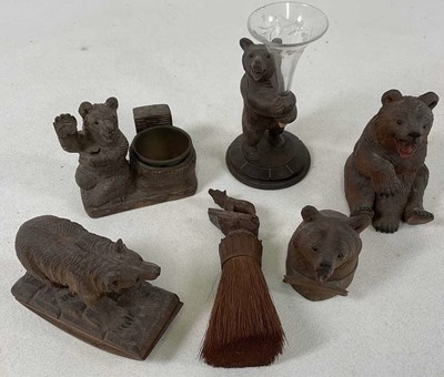 Lot 1 - Six Black Forest inspired carved wooden bears...