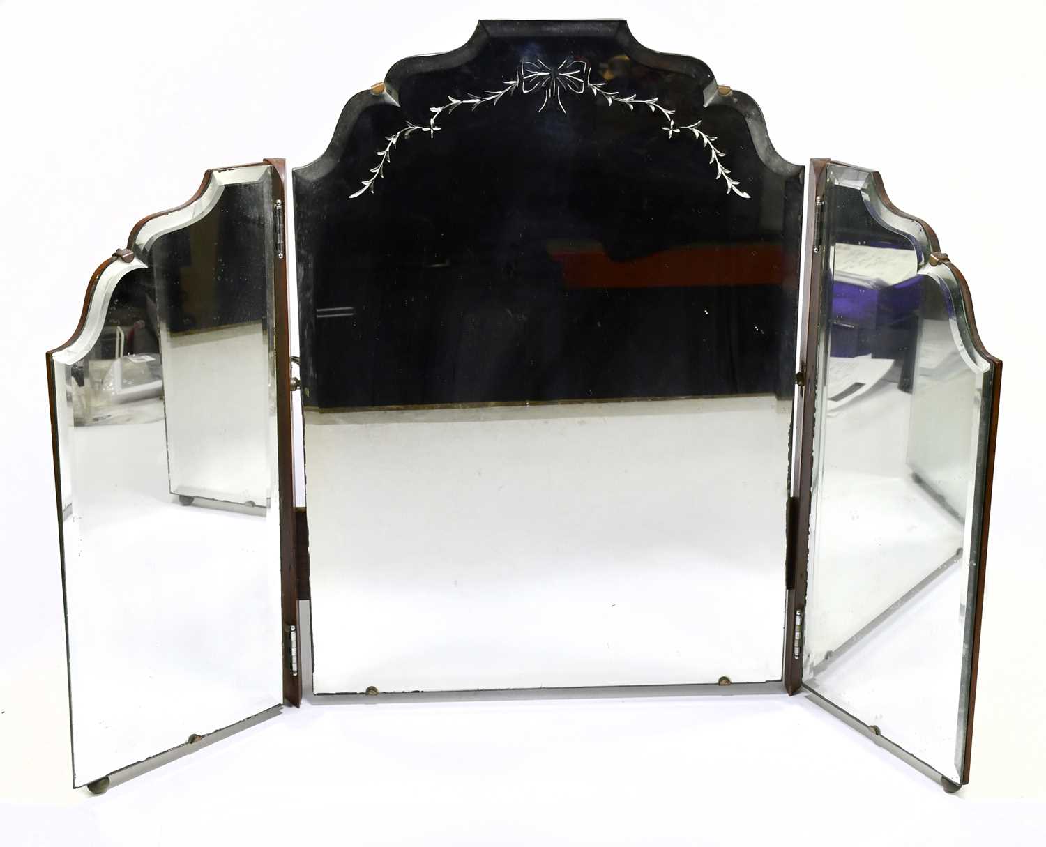 Lot 2886 An Art Deco triptych dressing table mirror,