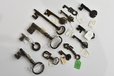 Lot 595 - A collection of asssorted antique keys,...