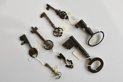 Lot 596 - A collection of antique keys, including an...