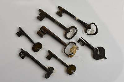 Lot 597 - A collection of assorted antique keys,...