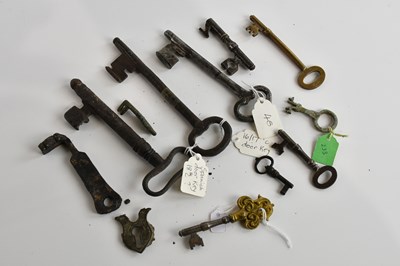 Lot 599 - A collection of assorted antique keys,...