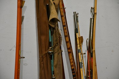 Lot 1215 - PALAKONA; a three piece split cane fishing rod,...