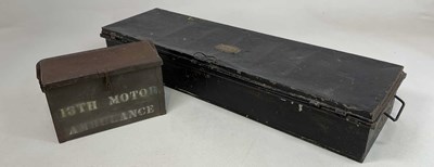 Lot 55 - A military tool box, with '1915' and 'WD'...