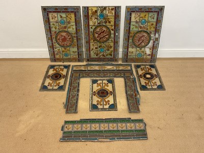 Lot 372 - A quantity of decorative lead stained glass...