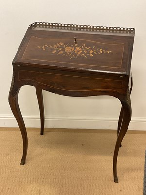 Lot 442 - A 19th century rosewood marquetry inlaid...