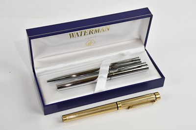 Lot 571 - WATERMAN; a Chrome fountain pen and ballpoint...