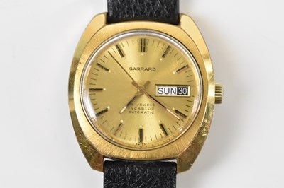 Lot 677 - GARRARD; a gentleman’s gold plated wristwatch,...