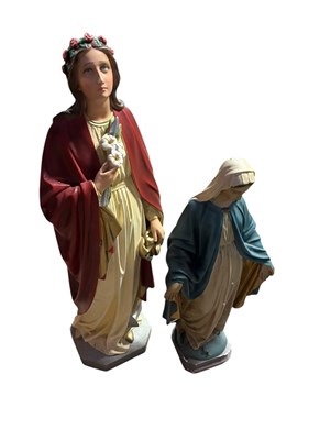 Lot 515 - RELIGIOUS INTEREST; two large painted figures...