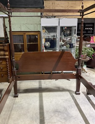 Lot 392 - A mahogany four poster bed, with shaped...