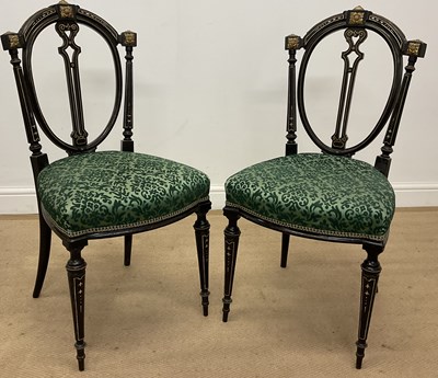 Lot 485 - A pair of late 19th century ebonised gilt...