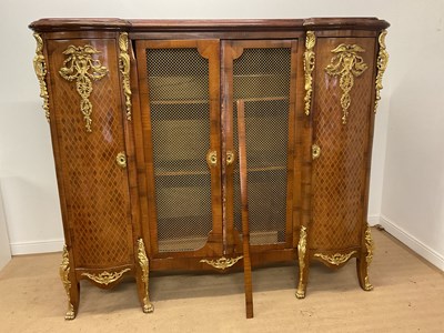 Lot 390 - A circa 1900 French kingwood veneered and gilt...