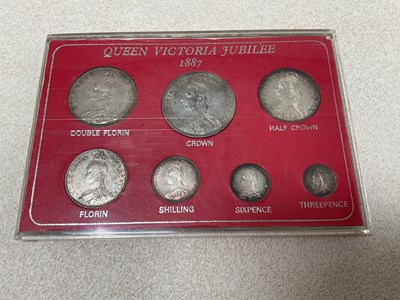 Lot 1384 - A perspex cased Victoria 1887 Jubilee seven...