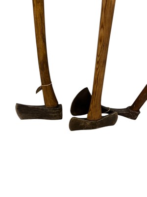 Lot 377 - Five vintage axes including a double sided...