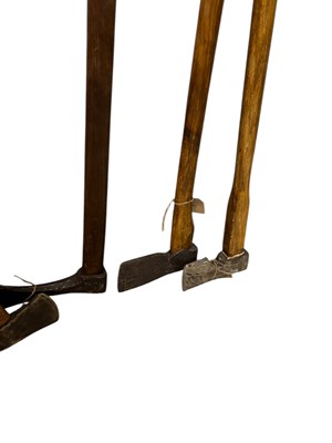 Lot 377 - Five vintage axes including a double sided...