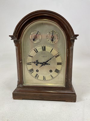 Lot 327 - An Edwardian mahogany dome topped mantel clock,...