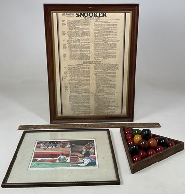 Lot 64 - SNOOKER INTEREST; a group of items including...