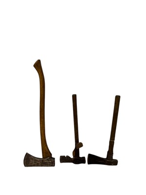 Lot 433 - Three vintage axes, including a Gilpin miner's...