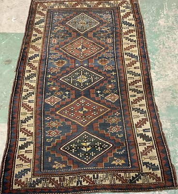 Lot 367 - A Hamadan rug with five central lozenges, 240...