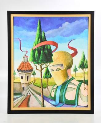 Lot 120 - RICHARD CAFIERO; acrylic on canvas, 'Castle...