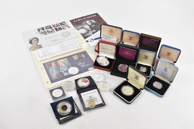 Lot 650 - A collection of silver commemorative coins and...