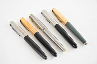 Lot 615 - PARKER; a collection of five fountain pens,...