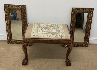 Lot 480 - A George I style carved walnut footstool with...