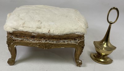 Lot 481 - A small gilt wood foot stool, 20 x 35cm, and a...