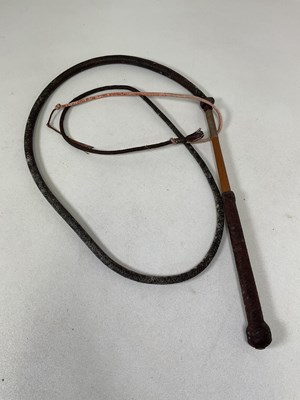 Lot 65 - A South American bullwhip with plaited leather...