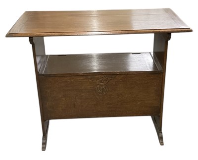 Lot 89 - A 1920s oak monk's bench, with hinged seat,...