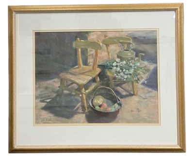 Lot 273 - JACKIE SIMMONDS (born 1944); pastel, still...