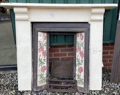 Lot 374 - A painted wooden fire surround with a cast...