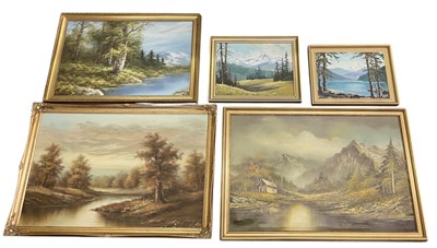 Lot 262 - Five modern oils on board, all rural...