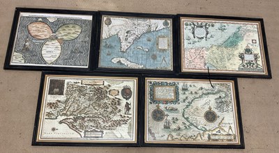 Lot 310 - Five reproduction coloured maps titled,...