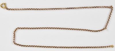 Lot 1444 - A yellow metal belcher link necklace, length...