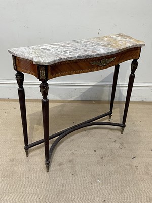 Lot 1087 - A reproduction serpentine front marble topped...