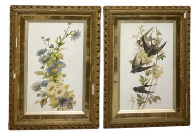 Lot 215 - A pair of rectangular gilt framed pictures,...