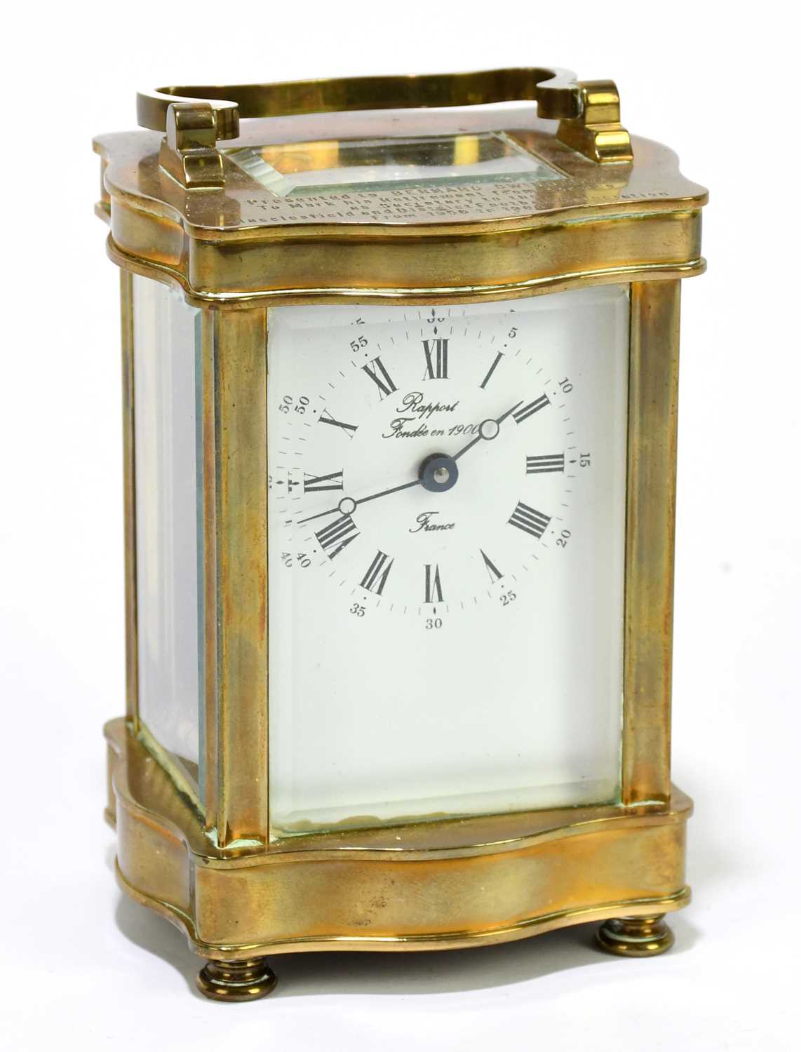 Lot 2616 - RAPPORT; a French brass cased carriage clock,...