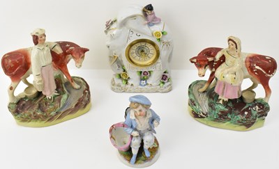 Lot 346 - A pair of 19th century Staffordshire flatback...